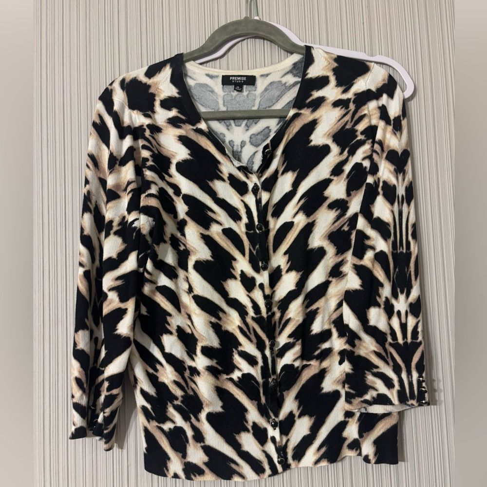 Premise Black and Cream Animal Print Blouse